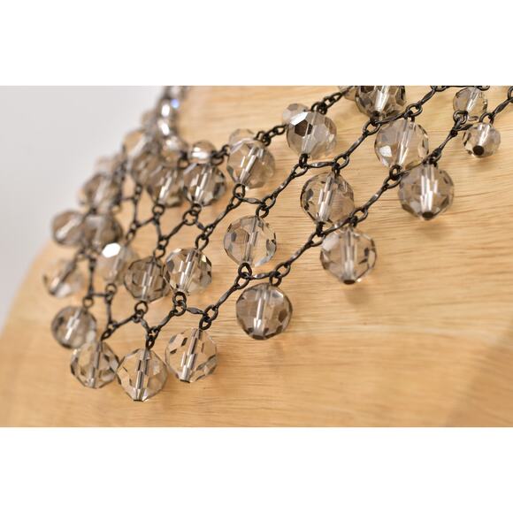 Banana Republic Vintage Glass Crystal Collar Bib Necklace Gray Statement BinBL - Picture 11 of 13